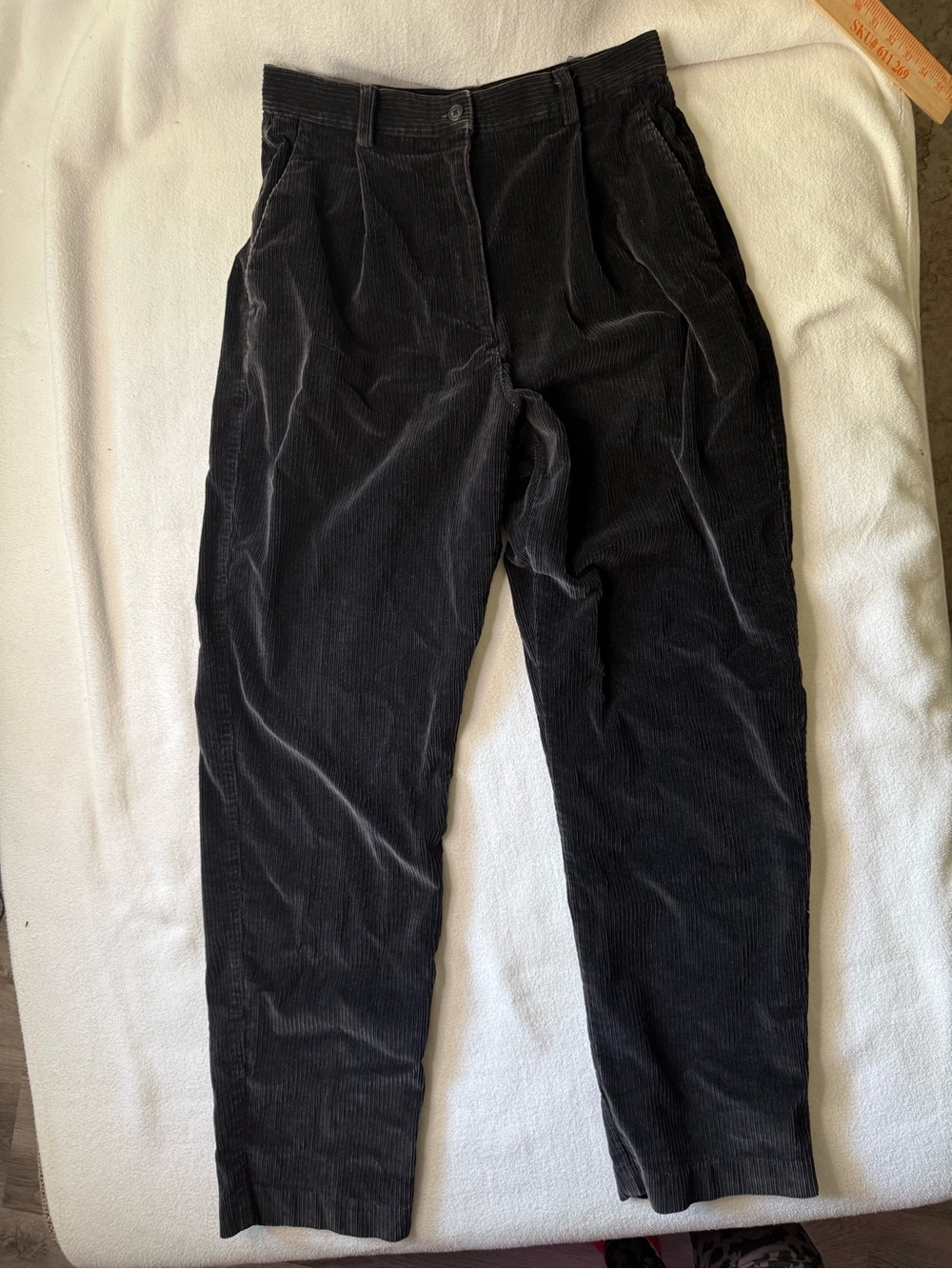 Vintage Liz Claiborne Black Corduroy Pleated Trousers